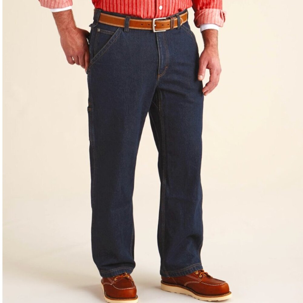 Men's Relaxed Dark Blue Denim Work Pants
